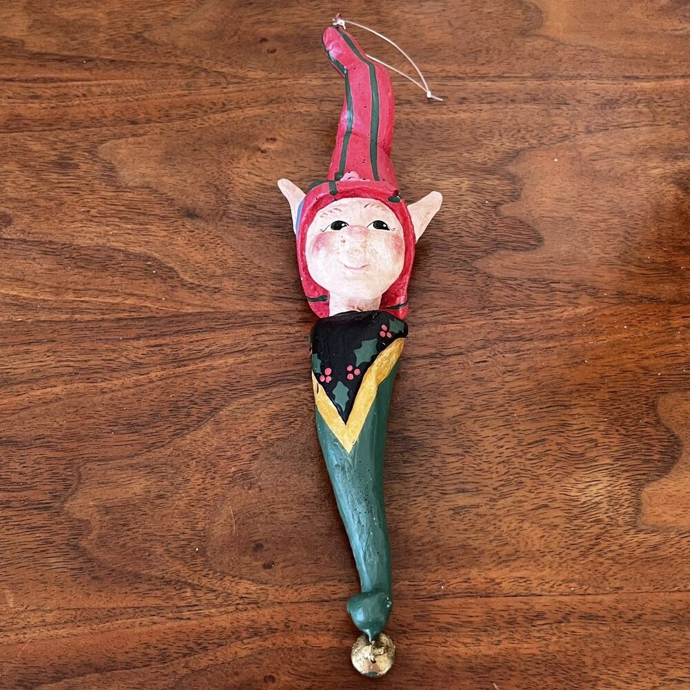 House of Hatten Christmas Elf Jingle Bell Ornament Jester Pixie 1994 D. Calla